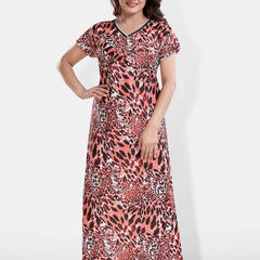 Be You Printed Satin V-Neck Maternity Maxi Nightdress