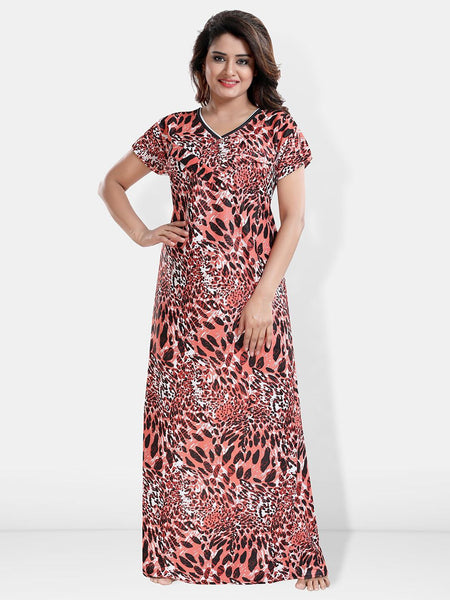 Be You Printed Satin V-Neck Maternity Maxi Nightdress