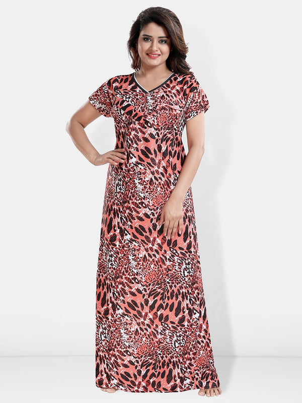Be You Printed Satin V-Neck Maternity Maxi Nightdress