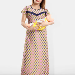 Be You Printed Satin Maternity Maxi Nightdress