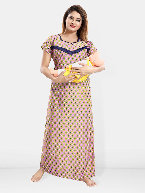 Be You Printed Satin Maternity Maxi Nightdress