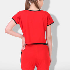 Be You Women Red & Black Night suit