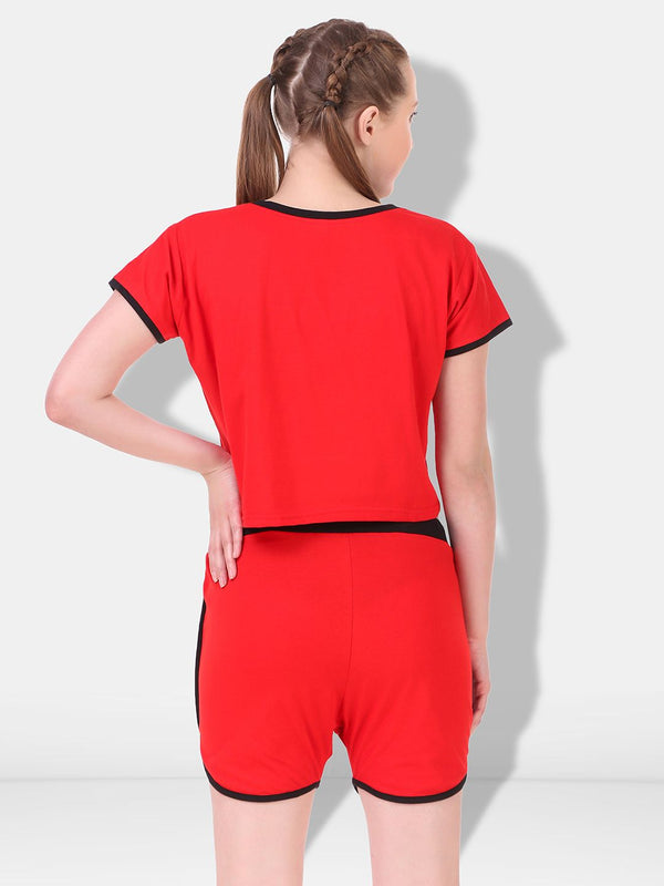 Be You Women Red & Black Night suit