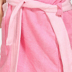 Be You Two-Tone Pink Solid Cotton Drawstring Knee Length Bath Robe