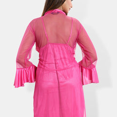 Be You Sleeveless Net Nightdress With Robe