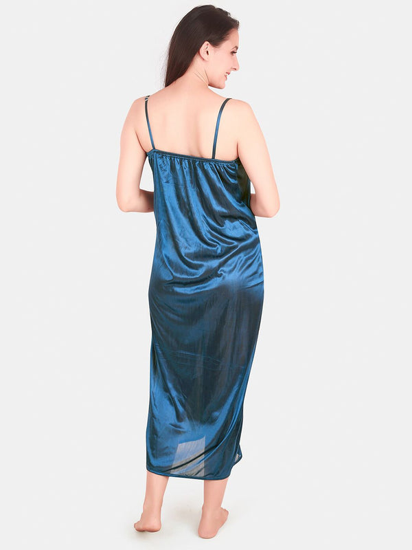 Be You Floral Lace Shoulder Straps Satin Maxi Nightdress With Robe