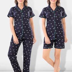 Be You Women 2 Black & White Conversational Printed Night suit