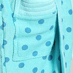Be You Blue Polka Dots Cotton Drawstring Knee Length Bath Robe