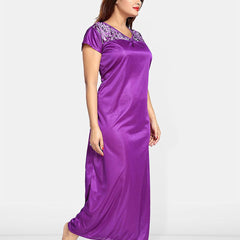 Be You Women Printed V-Neck Maxi Nightdress with Robe