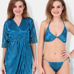 Be You Non-Wired Non Padded Lingerie Set With Robe BUF-3-PCS-SET-2247-L