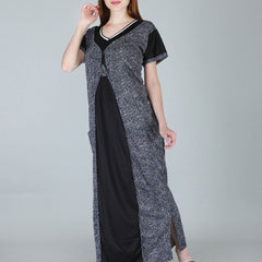 Be You Women Printed Satin Maxi Nightdress