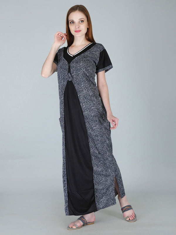 Be You Women Printed Satin Maxi Nightdress