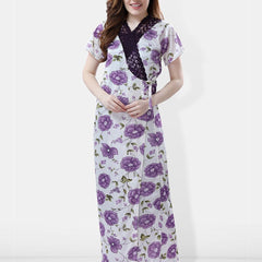 Be You Floral Printed Satin Maxi Wrap Nightdress