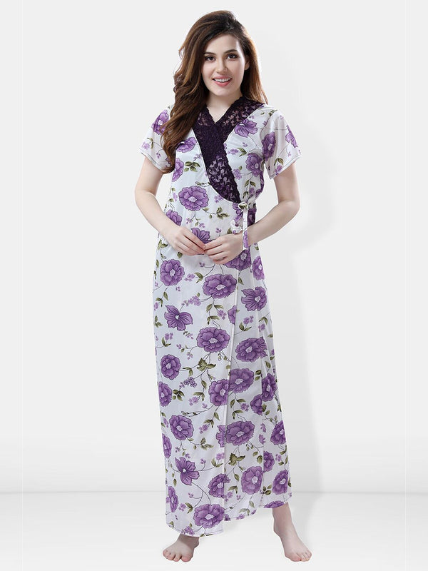 Be You Floral Printed Satin Maxi Wrap Nightdress
