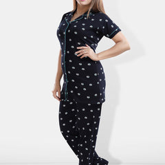 Be You Pack Of 2 Printed Lapel Collar Pure Cotton Night suit