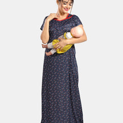 Be You Floral Printed V-Neck Satin Maxi Nightdress