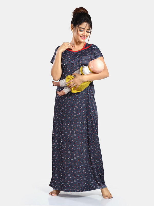 Be You Floral Printed V-Neck Satin Maxi Nightdress