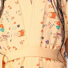 Be You Peach Conversational Cotton Drawstring Knee Length Bath Robe