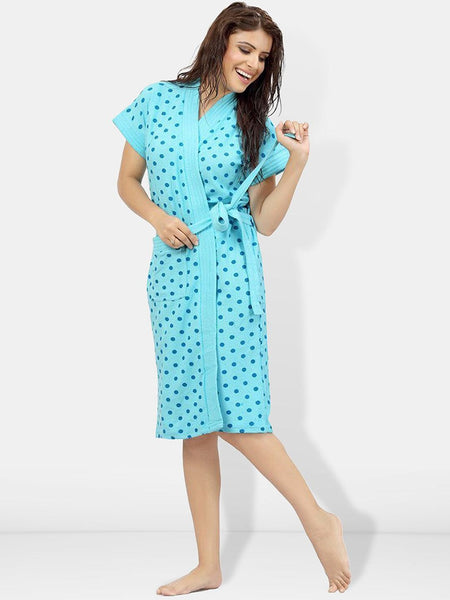 Be You Women Printed Cotton Anti-bacterial Super Soft Bath Robe With Belt