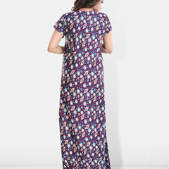 Be You Printed Satin V-Neck Maternity Maxi Nightdress