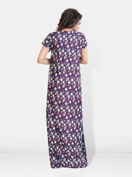 Be You Printed Satin V-Neck Maternity Maxi Nightdress