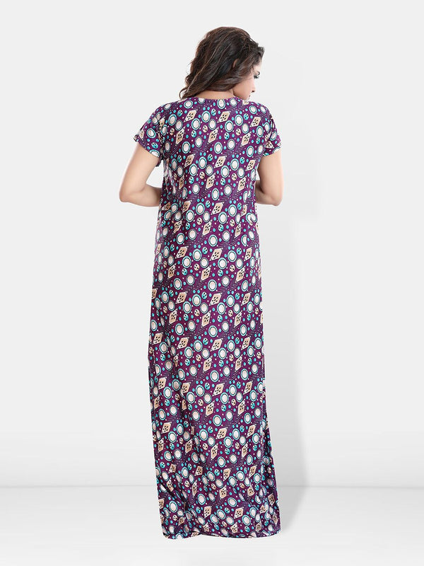 Be You Printed Satin V-Neck Maternity Maxi Nightdress