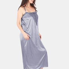 Be You Floral Lace Shoulder Straps Satin Maxi Nightdress With Robe
