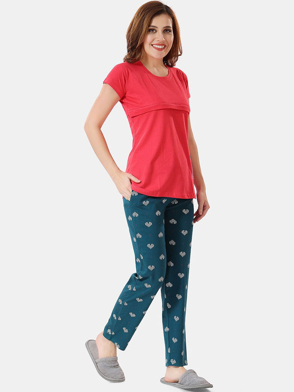 Be You Floral Printed Feeding Maternity Night Suit