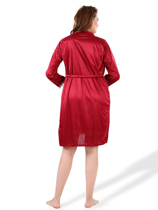 Be You Floral Lace Satin Night Dress With Robe