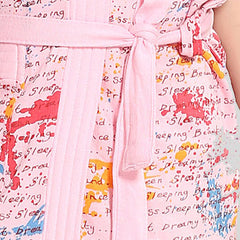 Be You Letter Print Pink Typography Cotton Drawstring Knee Length Bath Robe
