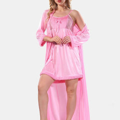 Be You Floral Lace Satin Night Dress With Robe