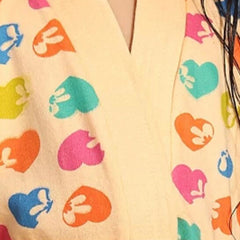 Be You Hearts Peach Conversational Cotton Drawstring Knee Length Bath Robe