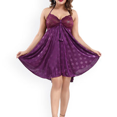 Be You Purple Satin Halter Neck Baby Doll