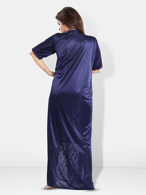 Be You Set Of 3 Lace Detail Satin Maxi Wrap Nightdress