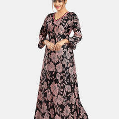 Be You Floral Printed V-Neck Satin Maxi Nightdress