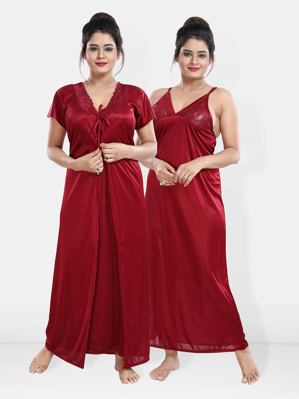 Be You Maxi Satin Wrap Nightdress With Robe