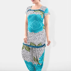 Be You Women Turquoise Blue & White Printed Night suit