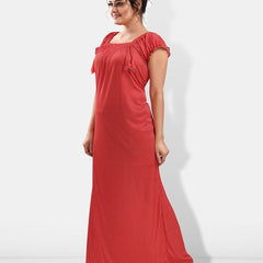 Be You Polka Dots Printed Square Neck Satin Maxi Nightdress