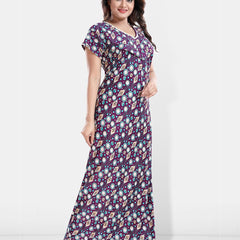 Be You Printed Satin V-Neck Maternity Maxi Nightdress