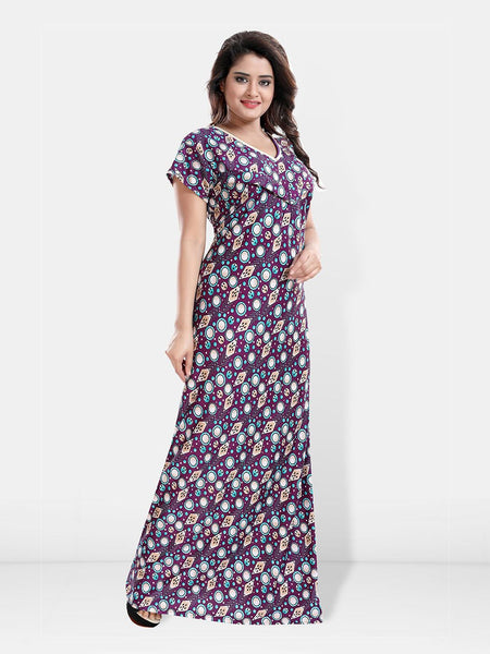 Be You Printed Satin V-Neck Maternity Maxi Nightdress