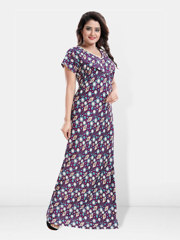 Be You Printed Satin V-Neck Maternity Maxi Nightdress