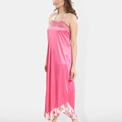 Be You Printed Shoulder Straps Satin Midi Nightdress