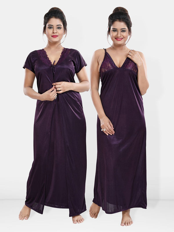 Be You Maxi Satin Wrap Nightdress With Robe