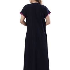 Be You Navy Blue Embroidered Maxi Nightdress