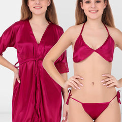 Be You Non-Wired Non Padded Lingerie Set With Robe-BUF-3-PCS-SET-2243-L