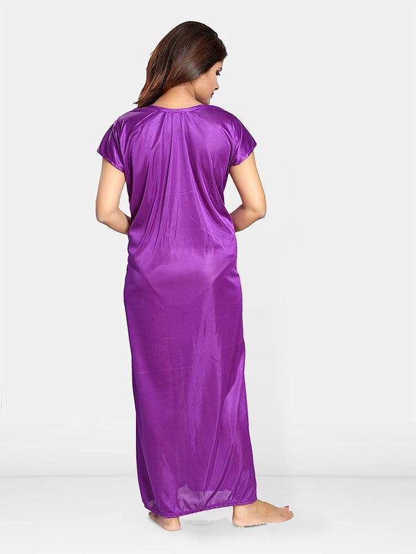 Be You Women Printed V-Neck Maxi Nightdress with Robe