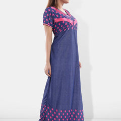 Be You Polka Dots Printed V-Neck Satin Maternity Maxi Nightdress