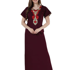 Be You Burgundy Embroidered Maxi Nightdress