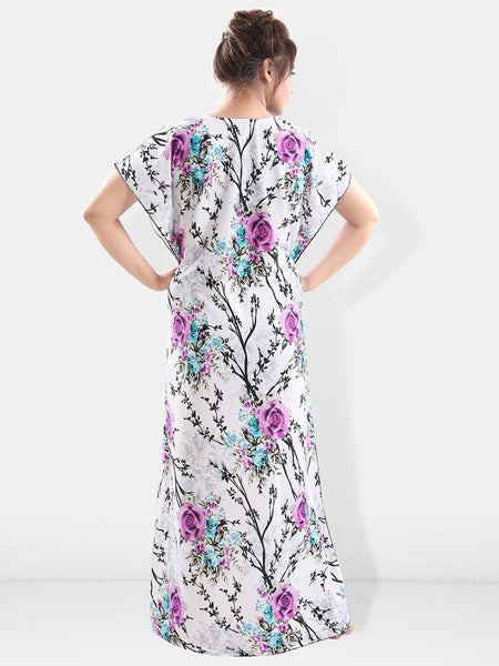 Be You Floral Printed Satin Maxi Kaftan Nightdress