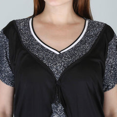 Be You Women Printed Satin Maxi Nightdress